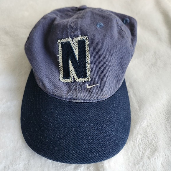 Nike Other - Vintage Nike "N" Logo Hat Blue 2 Tone Swoosh Strapback OSFA 100% Cotton 90s Y2K